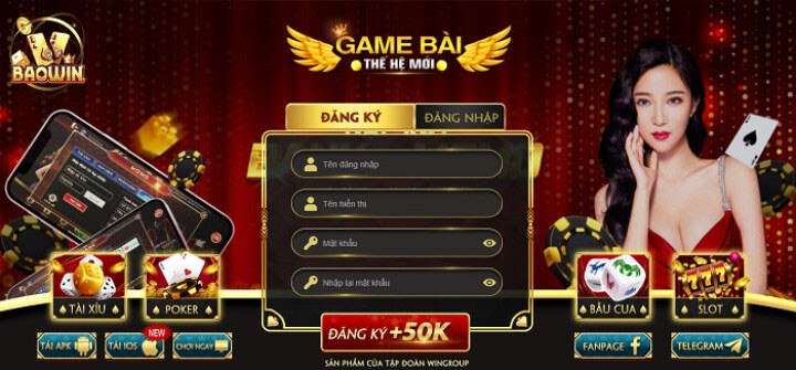 Giao diện cổng game Baowin Club