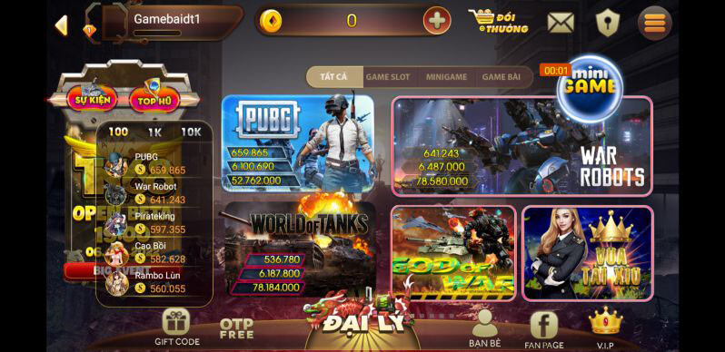 Giao diện cổng game đổi thưởng Tin68 Club