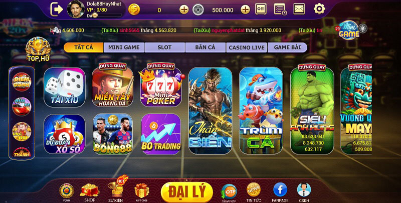 Giao diện cổng game Dola88 Club