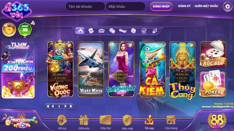 Giao diện cổng game G365 Club