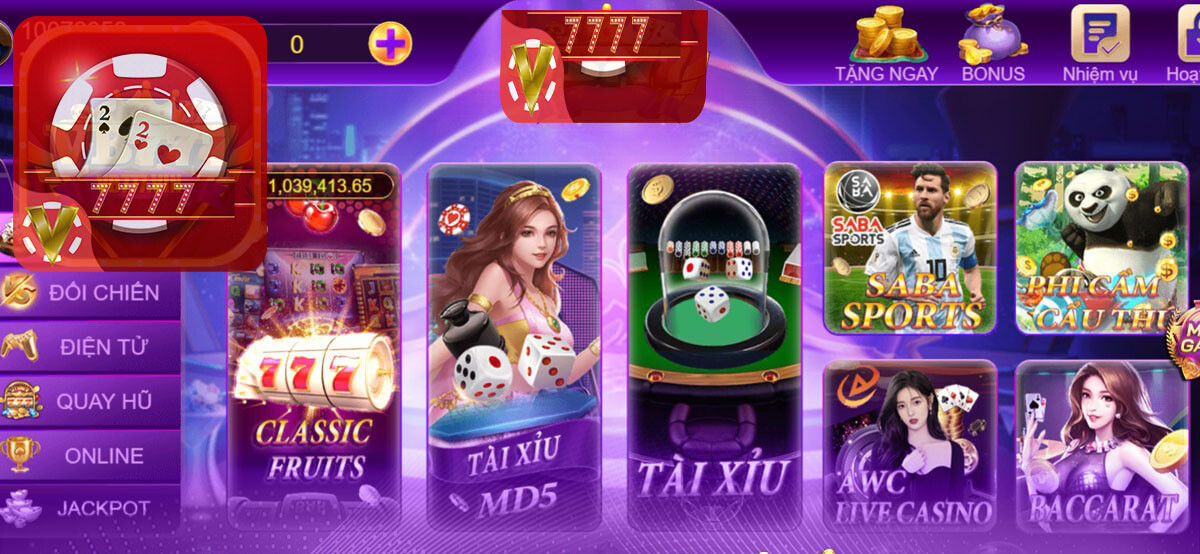 Giao diện cổng game V7777 Club